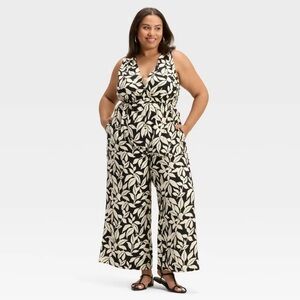 Women's Jumpsuit - A New Day Black Leaf